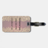 赤い背景に金色のリーフレース ラゲッジタグ (裏面横)