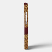 赤い背景に金色の葉レース Case-Mate iPhoneケース (裏面 / 左)