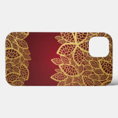 赤い背景に金色の葉レース Case-Mate iPhoneケース (裏面 (横))
