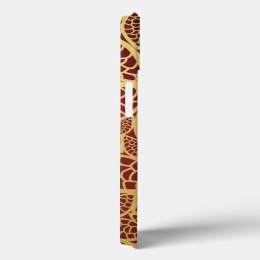 赤い背景に金色の葉レース Case-Mate iPhoneケース (裏面 / 右)