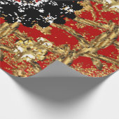 赤い背景に金色の要素。ヴィンテージ像 ラッピングペーパー (角)