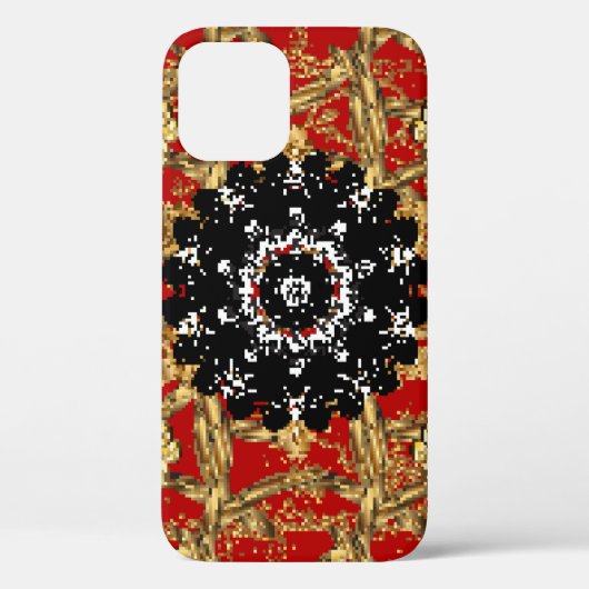 赤い背景に金色の要素。ヴィンテージ像 Case-Mate iPhoneケース (裏面)