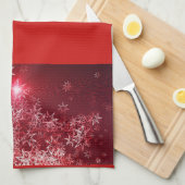 赤い背景に銀色の星 キッチンタオル (四つ折り)