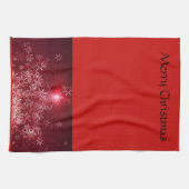 赤い背景に銀色の星 キッチンタオル (横)