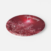 赤い背景に銀色の星 ペーパープレート (アングル)