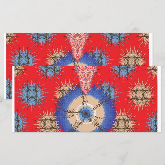 赤い背景に青い円のデザイン メニュー (正面/裏面)