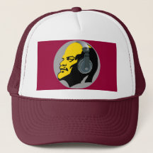 赤い背景に音楽の合唱を入れたレーニン