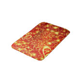 赤い背景に黄色のきらきらしたハート バスマット (アングル)