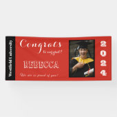 赤い背景のおめでとう 横断幕 (横)