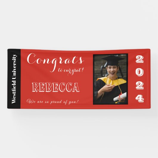 赤い背景のおめでとう 横断幕 (横)