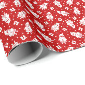 赤い背景のクリスマスにホワイトサンタクロース ラッピングペーパー (ロールコーナー)