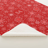 赤い背景のクリスマスに美しい雪 シェルパブランケット (3/4)