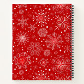 赤い背景のクリスマスに美しい雪 ノートブック (裏面)