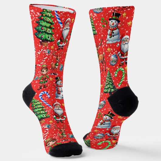 赤い背景のクリスマスの装飾パターン ソックス