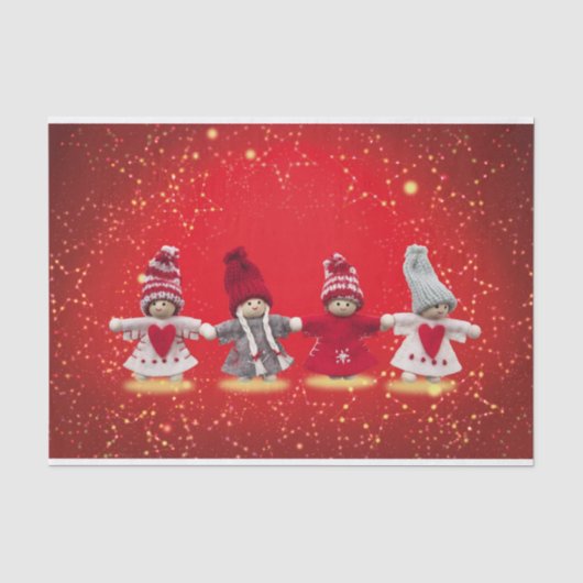 赤い背景のクリスマスの装飾 薄葉紙 (正面)
