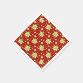 赤い背景のクリスマスゴールデンオーナメント スタンダードカクテルナプキン (角)