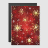 赤い背景のクリスマスゴールデンスノーフレーク (正面/裏面)