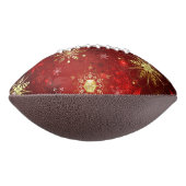 赤い背景のクリスマスゴールデンスノーフレーク アメリカンフットボール (回転90)