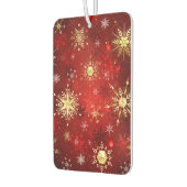 赤い背景のクリスマスゴールデンスノーフレーク カーエアーフレッシュナー (左)