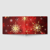 赤い背景のクリスマスゴールデンスノーフレーク ゲストブック (全面)