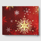 赤い背景のクリスマスゴールデンスノーフレーク ゲストブック (裏面)