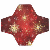 赤い背景のクリスマスゴールデンスノーフレーク サッカーボール (フラット)