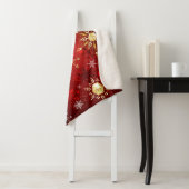 赤い背景のクリスマスゴールデンスノーフレーク シェルパブランケット (インサイチュ)