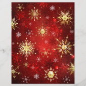 赤い背景のクリスマスゴールデンスノーフレーク チラシ (正面)