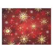 赤い背景のクリスマスゴールデンスノーフレーク テーブルクロス (正面(横))