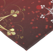 赤い背景のクリスマスゴールデンスノーフレーク テーブルクロス (アングル)