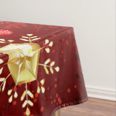 赤い背景のクリスマスゴールデンスノーフレーク テーブルクロス (インサイチュ)