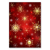 赤い背景のクリスマスゴールデンスノーフレーク テーブルナンバー (裏面)