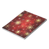 赤い背景のクリスマスゴールデンスノーフレーク ノートパッド (回転)