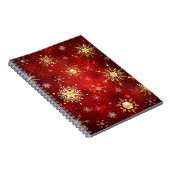 赤い背景のクリスマスゴールデンスノーフレーク ノートブック (右側)