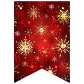 赤い背景のクリスマスゴールデンスノーフレーク バンティングフラッグ (第2の旗)
