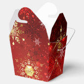 赤い背景のクリスマスゴールデンスノーフレーク フェイバーボックス (オープン)
