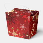 赤い背景のクリスマスゴールデンスノーフレーク フェイバーボックス (裏面サイド)