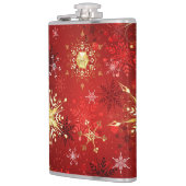 赤い背景のクリスマスゴールデンスノーフレーク フラスク (左)