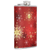 赤い背景のクリスマスゴールデンスノーフレーク フラスク (右)