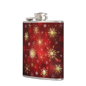 赤い背景のクリスマスゴールデンスノーフレーク フラスク (左)