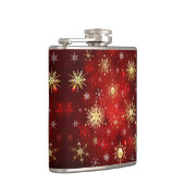 赤い背景のクリスマスゴールデンスノーフレーク フラスク (右)
