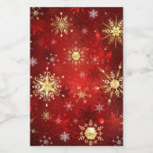 赤い背景のクリスマスゴールデンスノーフレーク フードラベル (シングルラベル)