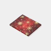 赤い背景のクリスマスゴールデンスノーフレーク ポストイット (アングル)