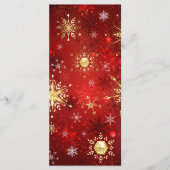 赤い背景のクリスマスゴールデンスノーフレーク メニュー (正面)