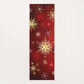 赤い背景のクリスマスゴールデンスノーフレーク ヨガマット (裏面)