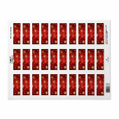 赤い背景のクリスマスゴールデンスノーフレーク ラベル (フルシート)