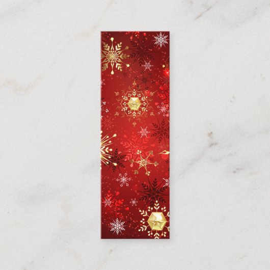 赤い背景のクリスマスゴールデンスノーフレーク ロイヤリティカード (正面)