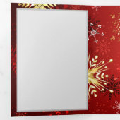 赤い背景のクリスマスゴールデンスノーフレーク 三つ折りプログラム (内部最初)