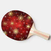 赤い背景のクリスマスゴールデンスノーフレーク 卓球ラケット (横)