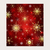 赤い背景のクリスマスゴールデンスノーフレーク 名刺 (外部フラット)